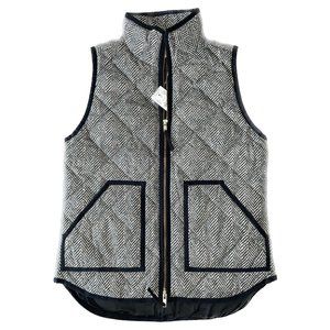 New J.Crew Herringbone Quilted Down Puffer Excursion Vest Multiple Sizes